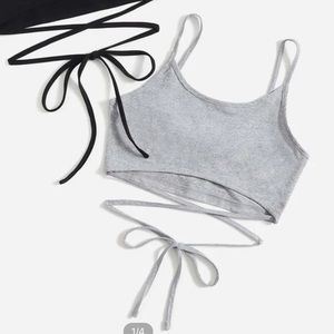 Romwe 1 Grey Wrap around crop top